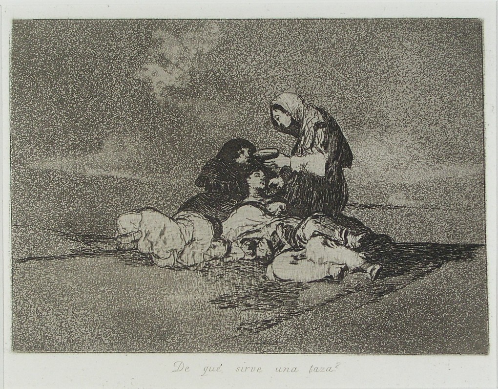 Francisco Goya, De qué sirve una taza? (What good is a single cup?), circa 1811 - 1812, etching, aquatint, lavis and burnisher with plate tone on wove paper, donation: Dr. A.J. Domela Nieuwenhuis 1923