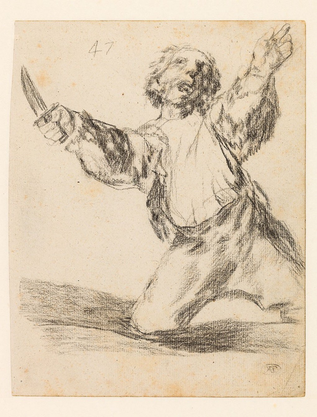 Francisco Goya, Man Brandishing a Knife, circa 1824 - 1828, black chalk, loan: Stichting Museum Boijmans Van Beuningen 1940 (collection Koenigs)