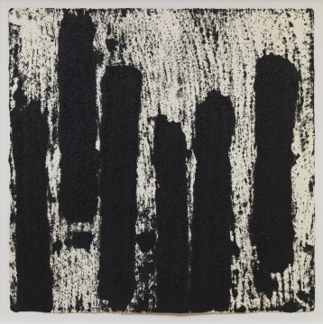 Richard Serra: Rotterdam Vertical #10, 2016 Etsinkt, silica, en verfstift op handgemaakt papier 39 x 39¼” (99.1 x 99.7 cm) C/o Pictoright Amsterdam, 2017
