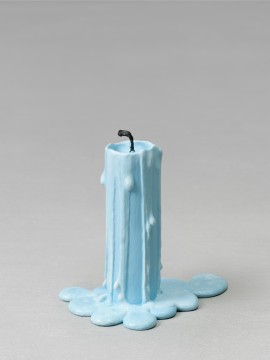Still.life. (celestial cyan candle), 2013, cast bronze, lead, paint, 7,5 x 7 x 5 cm