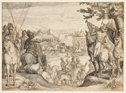 Jacques de Gheyn, Calvary Battle, 1599. Pen and brown ink, grey wash, intenden. Museum Boijmans Van Beuningen.