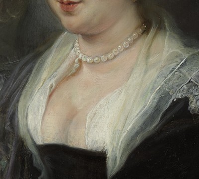 Hals en borst, detail schilderij, foto: Studio Tromp. Peter Paul Rubens, Portret van een vrouw (1635-1640)
