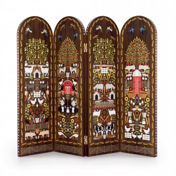Studio Job, Kamerscherm Bavaria, 2008. Rozenhout, ingelegd met verschillende, gekleurde exotische houtsoorten, hoogte 185 cm
