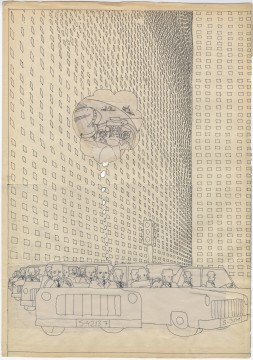 Hariton Pushwagner, van / from: Soft City, pagina / page 97 tekening / drawing 158 - 161, 1969-1975, Image courtesy and copyright the artist