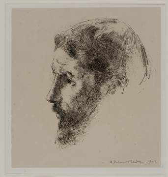 Odilon Redon, Pierre Bonnard, 1902 litho op chine-collé, 14,5 x 12 cm Rechtsonder de voorstelling in potlood gesigneerd en gedateerd. Verzameling J.