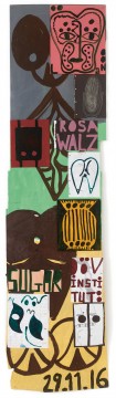 Tal R – Deaf Institute. Acryl op papier, 207 x 52 cm. Paradis/Tal R, Kobenhavn