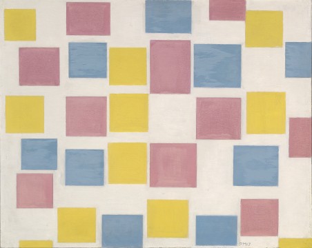 Piet Mondriaan, Compositie met kleurvakjes, 1917, collectie Museum Boijmans Van Beuningen.