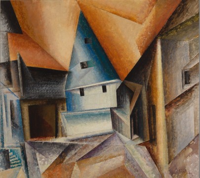 Lyonel Feininger, Ober Weimar, 1921, olieverf op doek, 90 x 100 cm. Museum Boijmans Van Beuningen, Rotterdam.