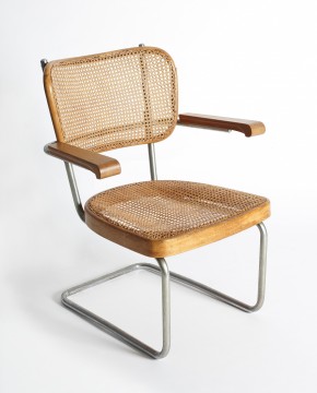 Mart Stam, stoel voor het Instituut voor Kunstnijverheidsonderwijs, 1939-1940, verchroomd stalen buis, pitriet, 80 x 65 x53,5, uitvoering Gebr. Thonet GmbH, Frankenberg, Collectie Stedelijk Museum Amsterdam