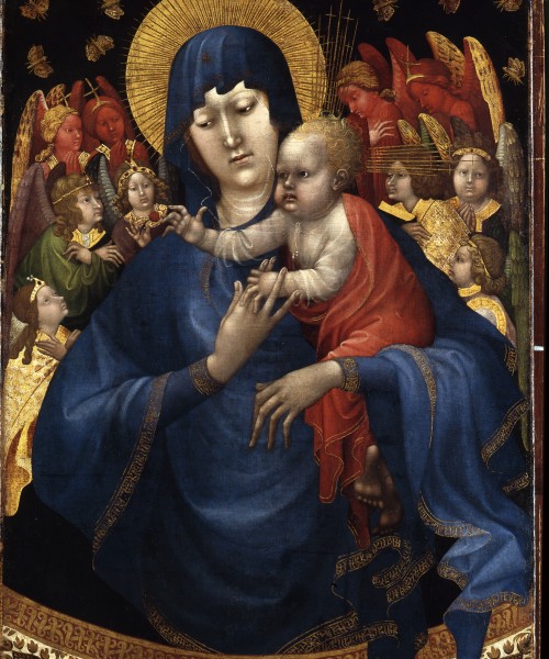 Johan Maelwael (?), Madonna met engelen en vlinders (Vlindermadonna), ca. 1410. Linnen, 107 x 81 cm. Staatliche Museen zu Berlin, Gemäldegalerie