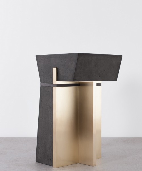 FormaFantasma, 2014. 1614 Stool. Basalt, messing, textiel.
