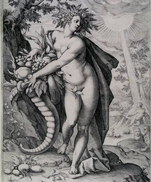 Anoniem, ontwerper Hendrick Goltzius, Terra (Aarde), 1586, gravure op papier, legaat: Dr. J.C.J. Bierens de Haan 1951