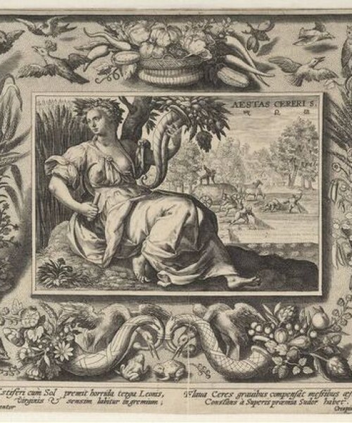Crispijn de Passe (I), De zomer, circa 1590-1600, gravure op papier, legaat: Dr. J.C.J. Bierens de Haan 1951