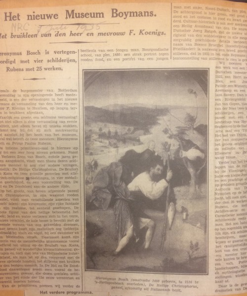 Het nieuwe Museum Boymans, Nieuwe Rotterdamsche Courant, 7 juli 1935