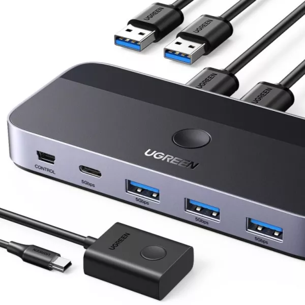 UGREEN HDMI KVM Switch 2 in 1 Out – 4K@60Hz, USB 3.0, Dual Computer Sharing