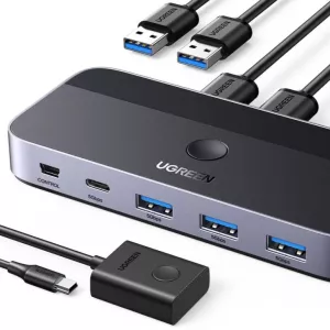 UGREEN HDMI KVM Switch 2 in 1 Out – 4K@60Hz, USB 3.0, Dual Computer Sharing