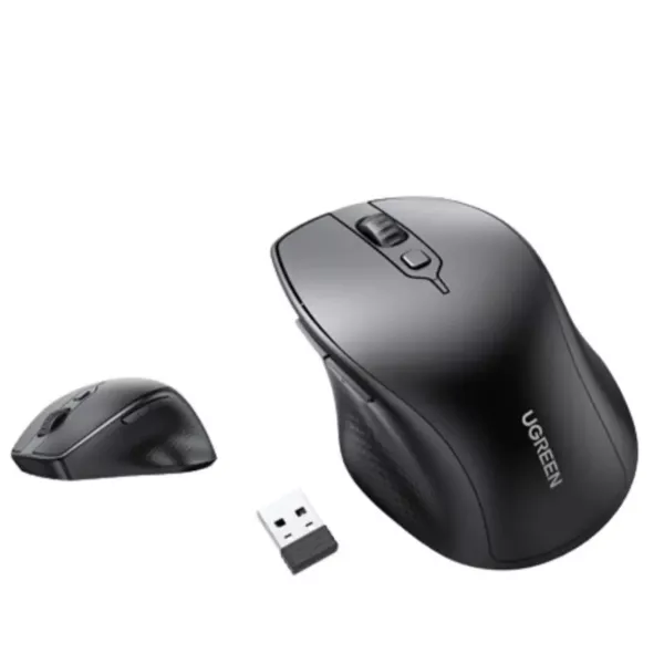 UGREEN Wireless Ergonomic Mouse – 2.4GHz Adjustable DPI Silent Optical Mouse with USB Receiver for Laptop & PC
