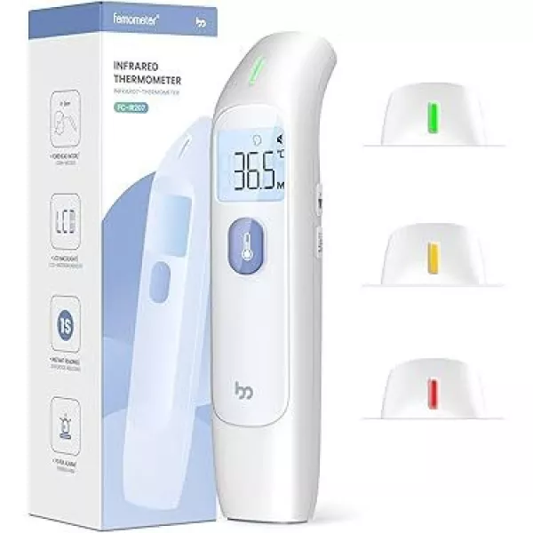 Femometer Infrared Thermometer – Non-Contact Forehead & Ear Thermometer with LCD Display, Fever Indicator & 1-Second Reading