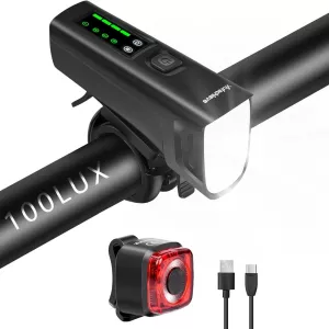 Rechargeable Bicycle Light Set – 100 LUX Front & Rear LED Bike Light with USB Charging, Waterproof & High Brightness for Night Riding