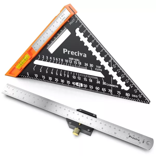 Preciva Ruler Set – Multi-Angle Carpenter Square & Adjustable Measuring Tool for Precision Woodworking and Construction