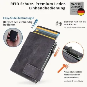 SecWal Genuine Leather RFID Card Holder Wallet with XXL Coin Compartment – Hunter Blue