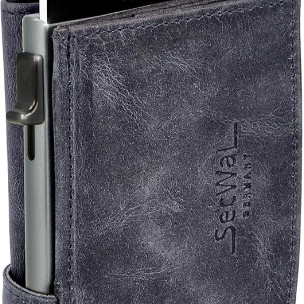 SecWal Genuine Leather RFID Card Holder Wallet with XXL Coin Compartment – Hunter Blue