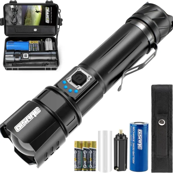 GISAAE A06 Rechargeable LED Flashlight | High Power Torch