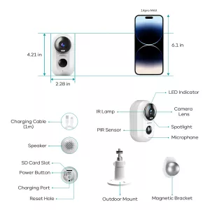 ZUMIMALL APP 2.4G WiFi Battery Powered security Camera 3 MP