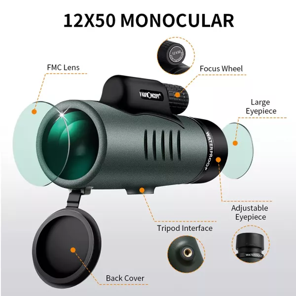 K&F Concept HD 12X50 Monocular Telescope for Smartphone