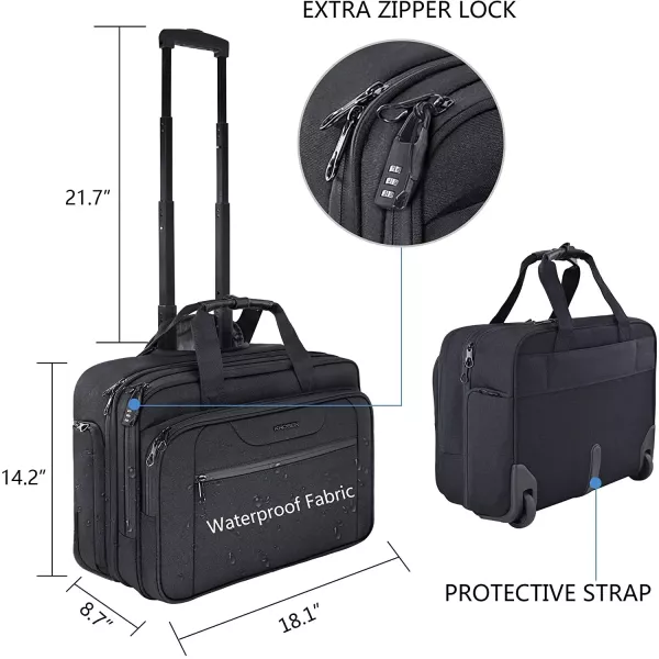 KROSER Rolling Laptop Bag Premium 17.3 Inch Water-P