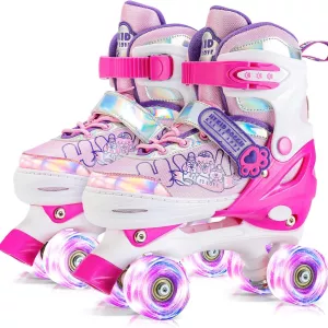HYKID 4 Size Adjustable Roller Skates (Size :M)