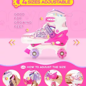 HYKID 4 Size Adjustable Roller Skates (Size :M)