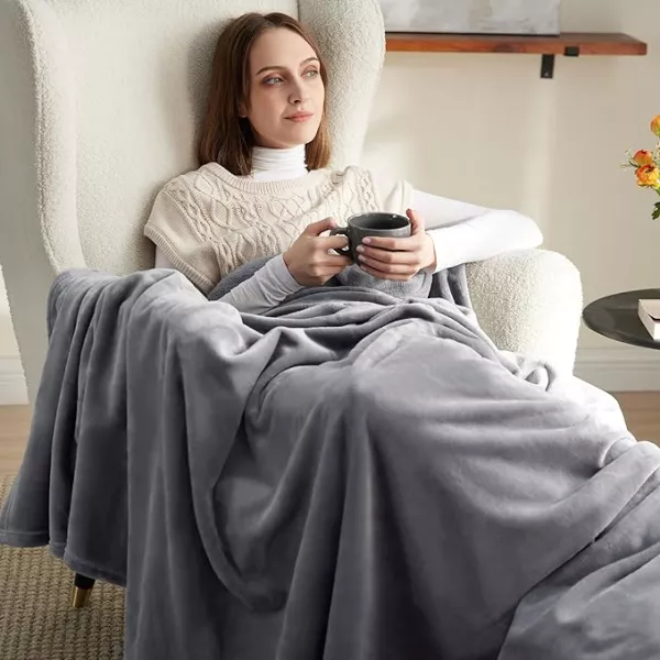 Bedsure Fleece Throw Blanket Grey (Sixe: 30x150 cm)