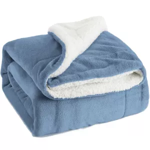 Bedsure Fleece Throw Blanket Grey Blue