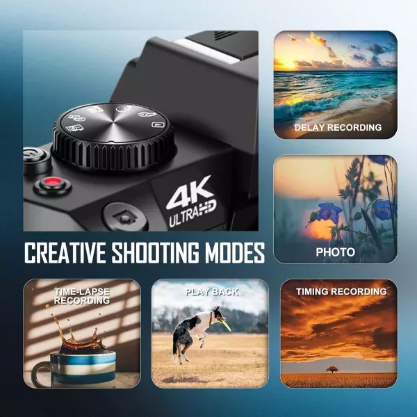 4K Vlogging Digital Camera with 180° Flip Screen, WiFi, Macro & Wide Angle Lens, App Control, External Microphones, 16X Zoom, 32GB TF Card - Camera for Photography, Vlogging, YouTube