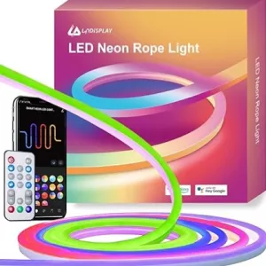 LPDISPLAY Smart Neon LED Light Strip 3m, RGB-IC 16Mil. Colors Changing, Music Sync, Works with Alexa and Google Assistant, Upgraded Shiny Structure, 2.4Ghz WiFi [Energy Class G]