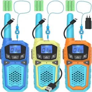 Walkie Talkie Set of 3, Walky Talky Adult Children from 5 Years VOX High Range Woki Toki Outdoor Camping Gift Boy from 3 4 6 7 8 9 10 Years