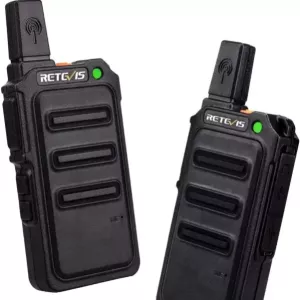 Retevis RT619 Walkie Talkie Rechargeable Adults, 1300mAh PMR446 Walkie Talkies Mini, 16 CH CTCSS/DCS Hiking VOX Hands Free 2 Way Radio Portable, Camping (2Pcs, Black)
