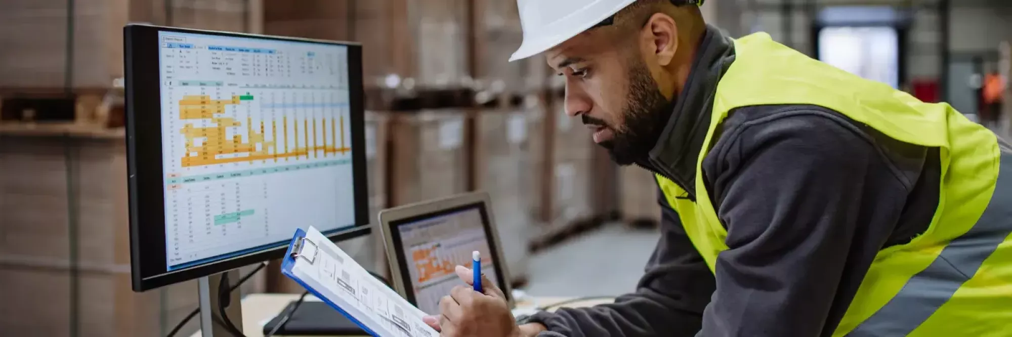Person-logistics-warehouse-computer