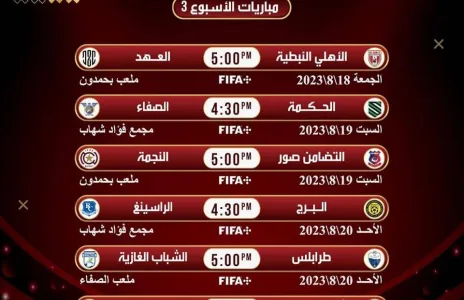 Football Lebanon - مواعيد مباريات الجولة الثالثة من الدوري اللبناني للدرجة الأولى