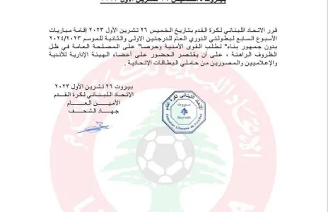 Football Lebanon - رسمياً مباريات المرحلة السابعة من الدوري اللبناني بدون جمهور