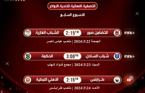 Football Lebanon - مواعيد مباريات الجولة السابعة لأواخر الدوري اللبناني للدرجة الأولى