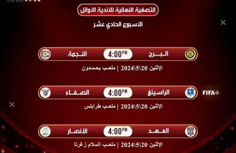 Football Lebanon - مواعيد مباريات الأسبوع الحادي عشر من سداسية الأوائل للدوري اللبناني