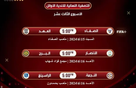 Football Lebanon - مباريات الجولة الثالثة عشرة من سداسية الأوائل