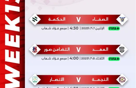 Football Lebanon - مواعيد مباريات الأسبوع الثالث عشر من التصفية النهائية للأندية الأوائل