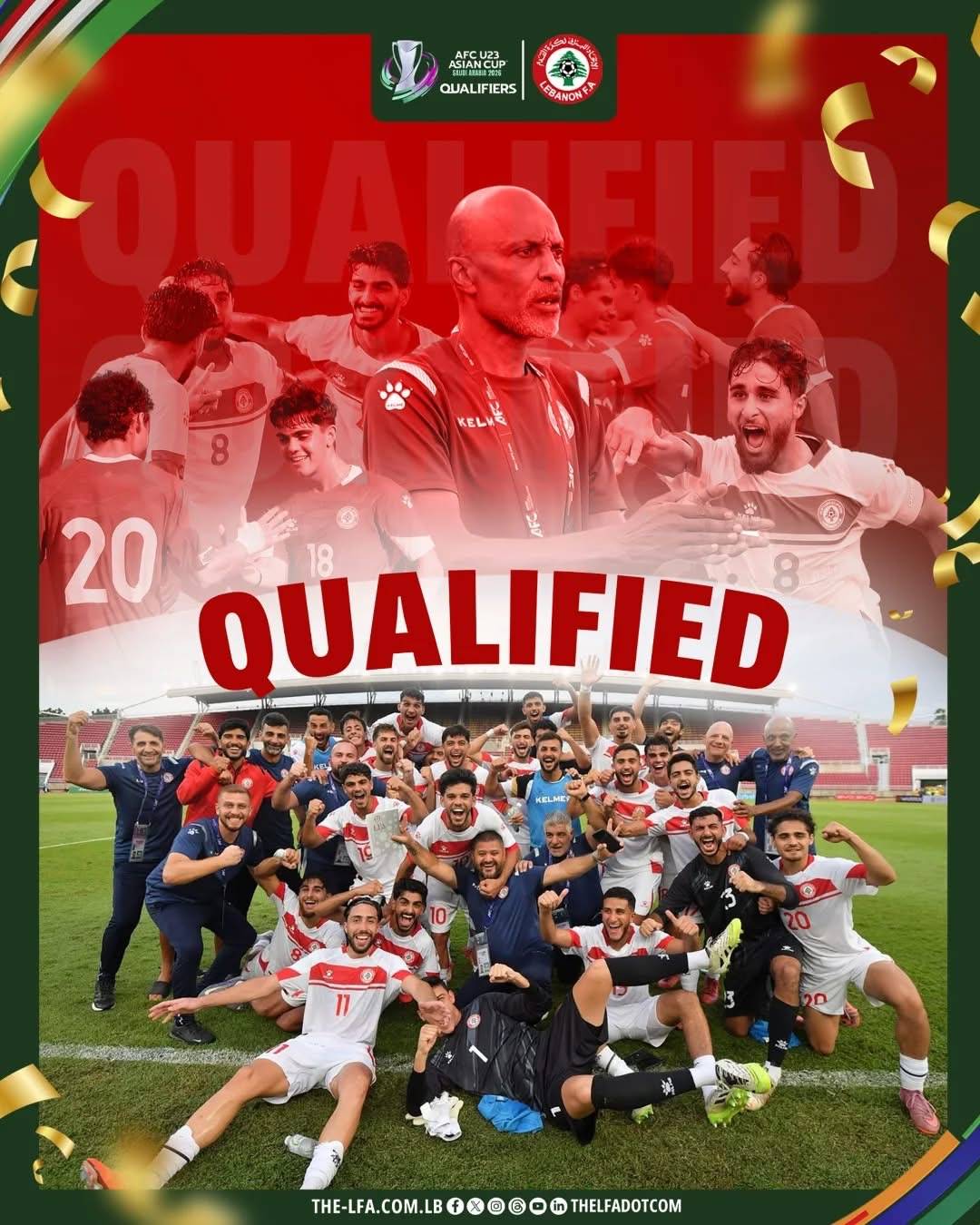 Football Lebanon - لبنان يتأهل إلى نهائيات كأس آسيا دون 23 عامًا - السعودية 2026 للمرة الأولى في تاريخه