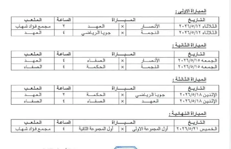 Football Lebanon - بطولة التضامن الوطني للموسم 2025/206 - برنامج المباريات