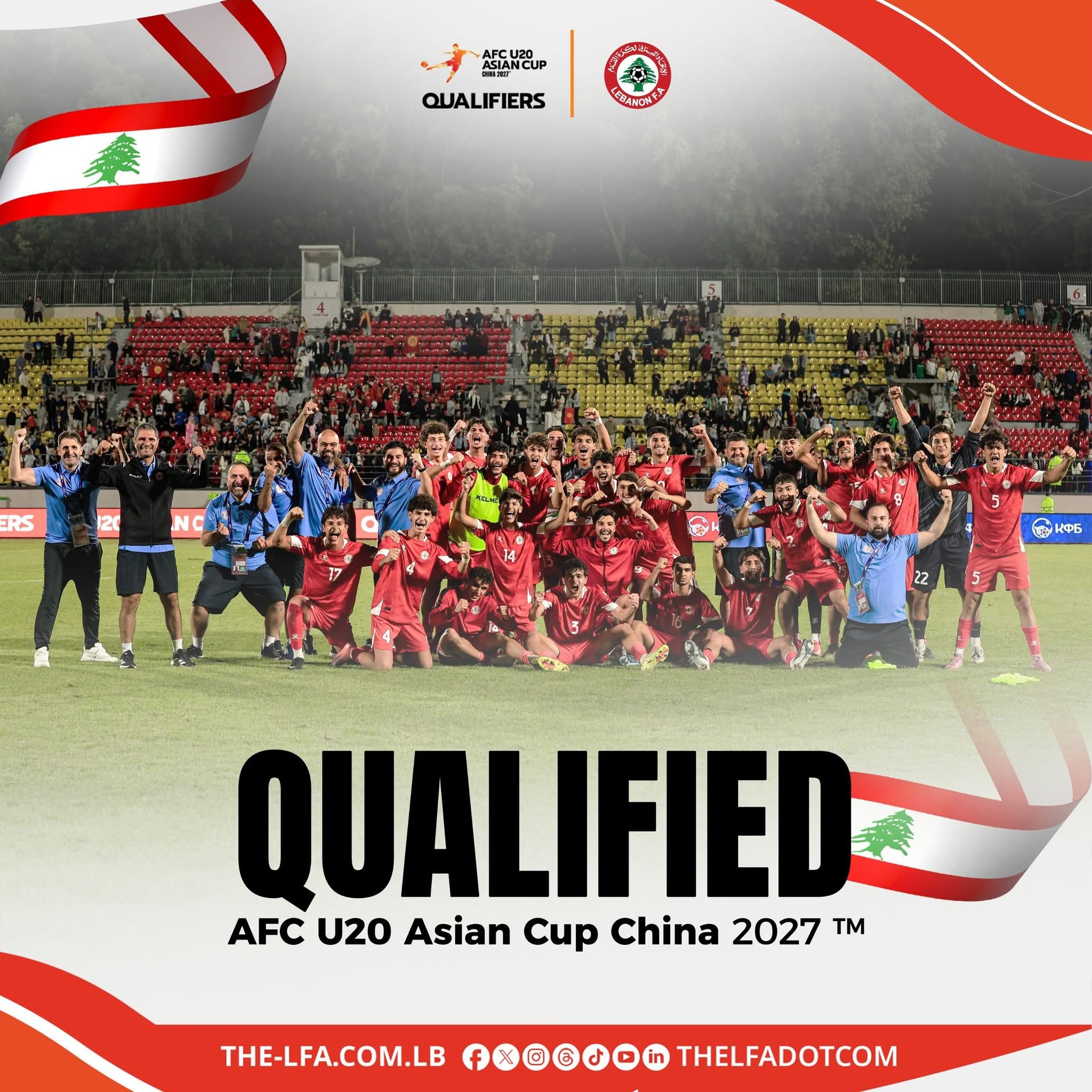 Football Lebanon - لبنان يتأهل إلى نهائيات كأس آسيا تحت20 عامًا