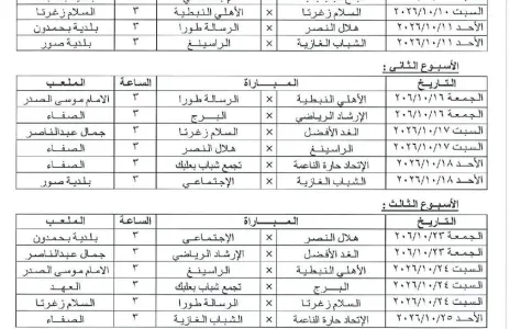 Football Lebanon - برنامج مباريات مرحلة الذهاب لبطولة الدوري العام لأندية الدرجة الثانية للموسم