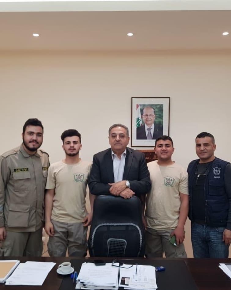 Football Lebanon - كشافة الرسالة تعقّم مبنى وزارة الشباب والرياضة